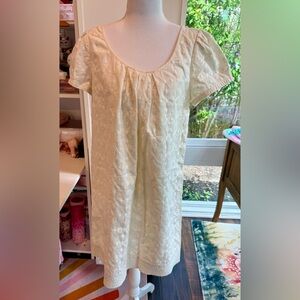 Vintage Juicy Couture cream Embroidered Lined Cotton Dress – Size 10